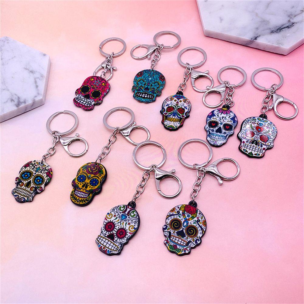 PREVA Skull Keychain Charm Relief Skull Key Ring Acrylic Keyring