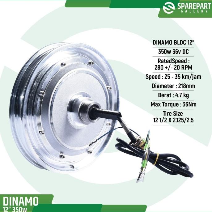Dinamo Bldc 12Inch Skuter Listrik 36V350W Ring 12" Motor Bldc