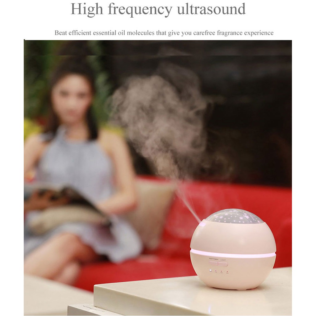 Romantic Projection Light and Shadow Aroma Diffuser Essential Oil Mist Humidifier 7 Colors LED 150ml