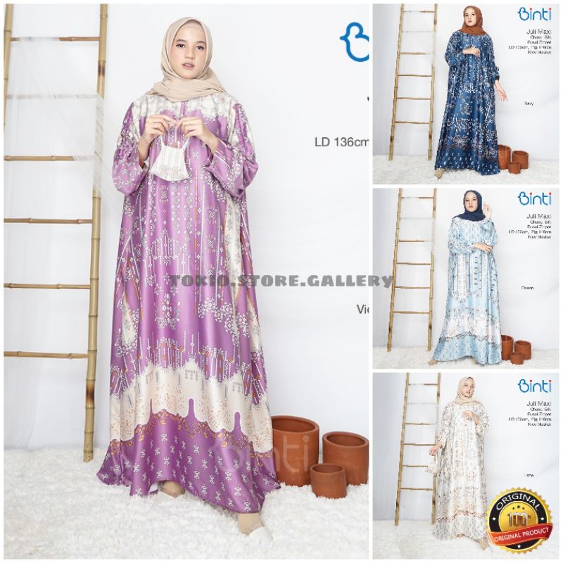 Juli maxi dress jumbo ld 136 bahan chanel silk | gamis oversize ori binti