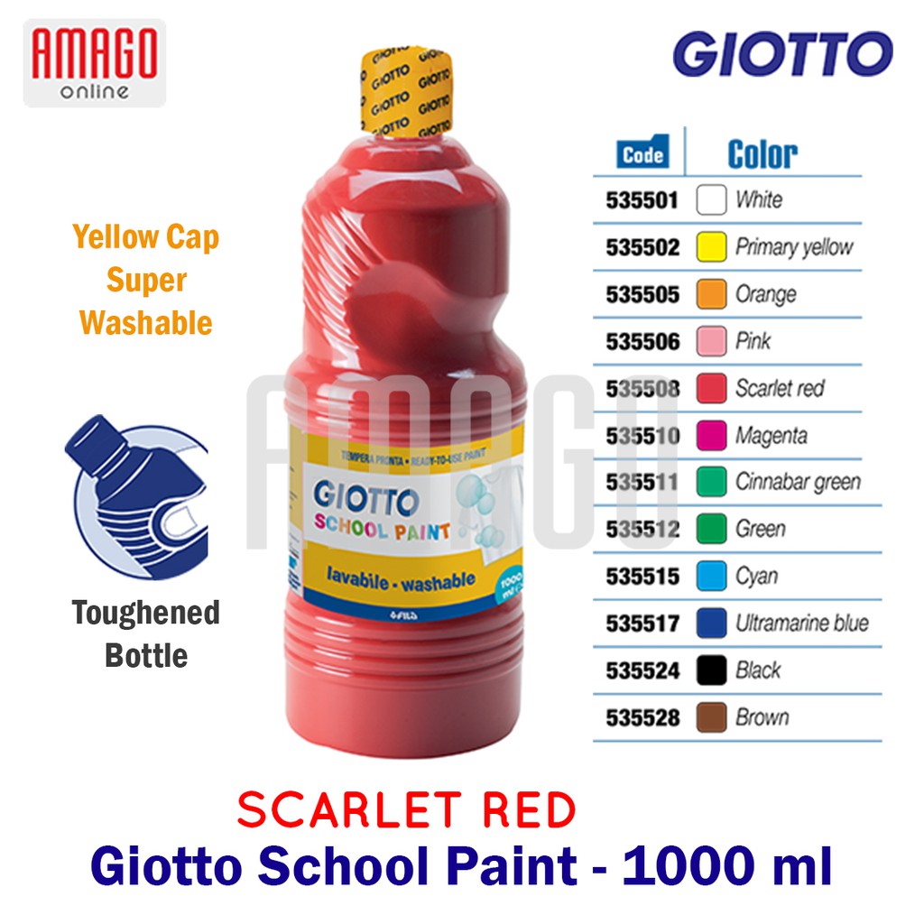 GIOTTO School Paint 1000 ml Cat Air Cat Poster Lukis Sekolah 1 liter - Scarlet Red - 535508