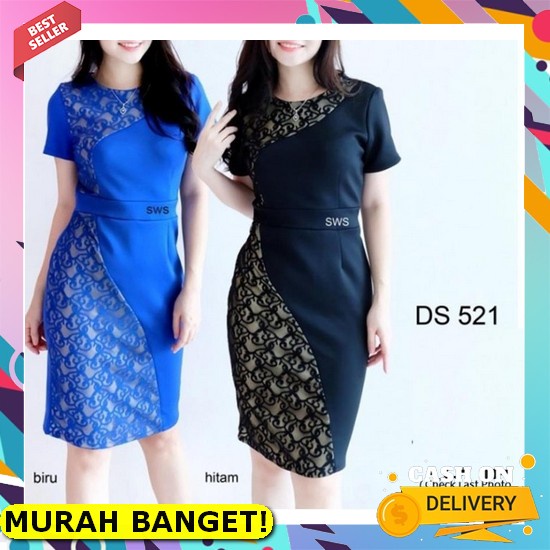 Dress Brukat Wanita Remaja Pesta Natal Terbaru 2021 Model Kekinian Motif Polos Bahan Brokat Lapis Fu