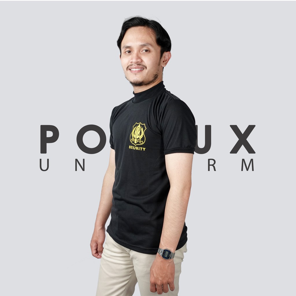 Kaos Dalam Dinas Security / Satpam Tangan Pendek Kerah Tinggi Warna Coklat Hitam Navy Model Slimfit