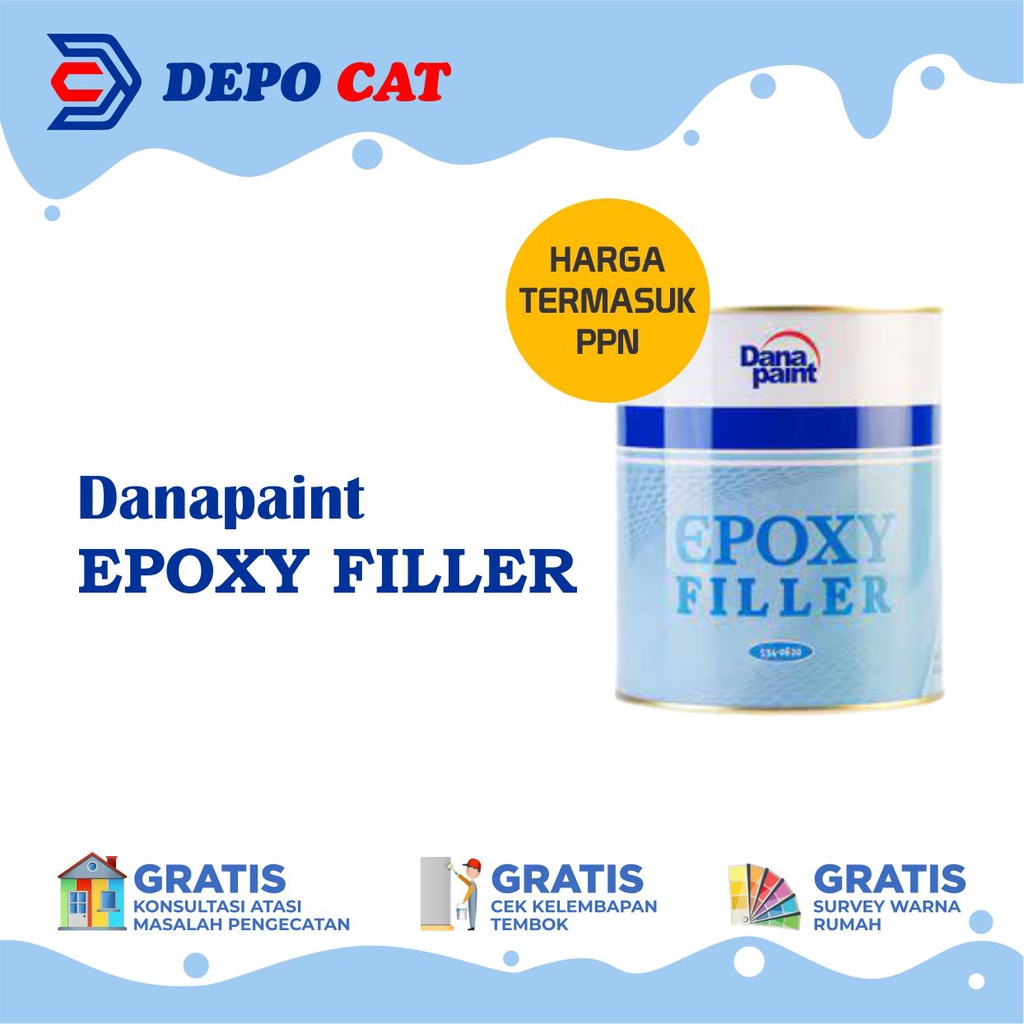 Danapaint Epoxy Filler / Epoxy Filler + Hardener / Cat Dasar Filler 1L