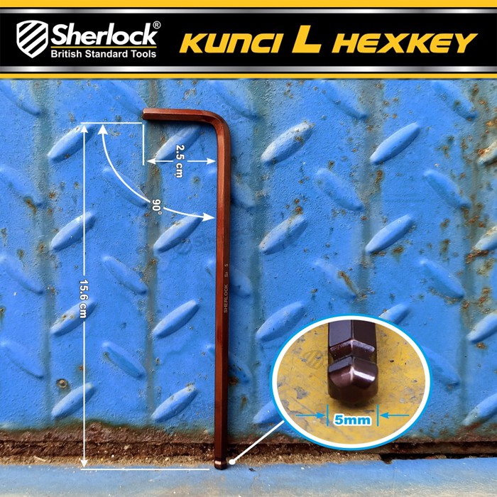 Kunci L Hexkey 5 mm (Heavy Duty) / Sherlock Kunci L Material S2 (1Pcs)