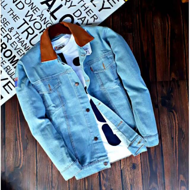 JAKET JEANS PRIA POLOS DENIM DILAN LE TEBAL NYAMAN SAKU DALAM