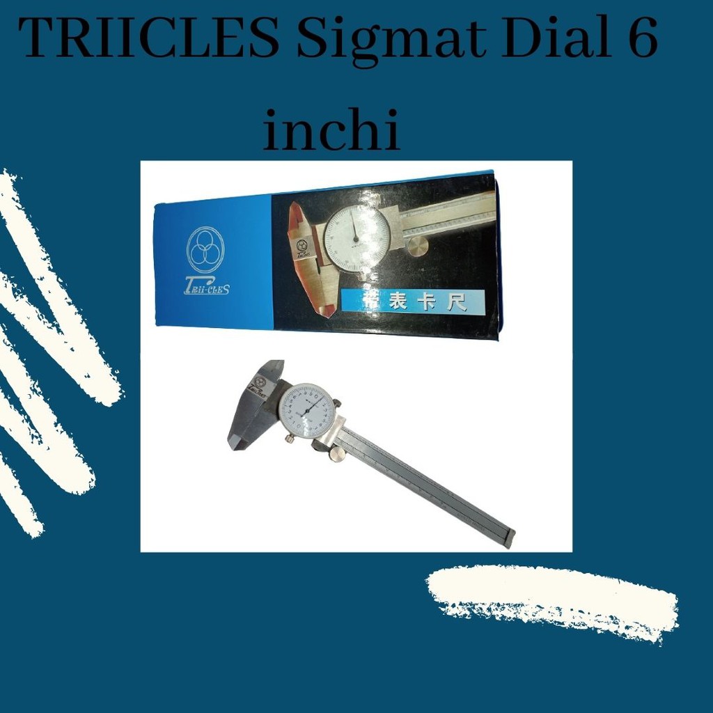 TRIICLES Sigmat Dial 6 inci Sketmat Jangka Sorong Jarum Dial Caliper
