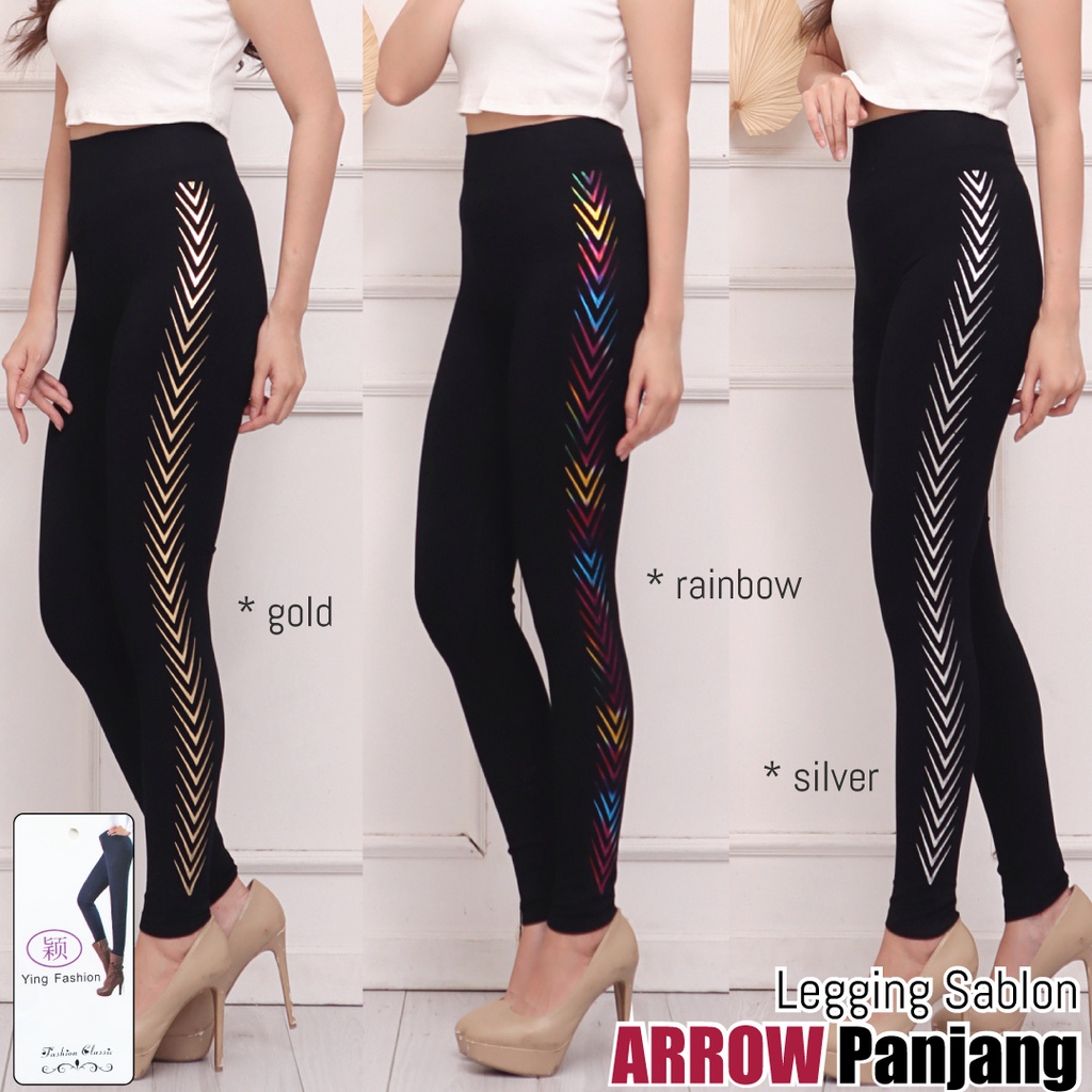 Legging Sablon Samping (SS) ARROW / Legging Fashion Wanita / Leging jumbo wanita