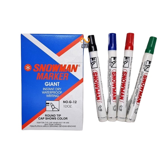 

Spidol Permanent Snowman Marker G-12 Warna - Warni Spidol White Board Permanen - Satuan