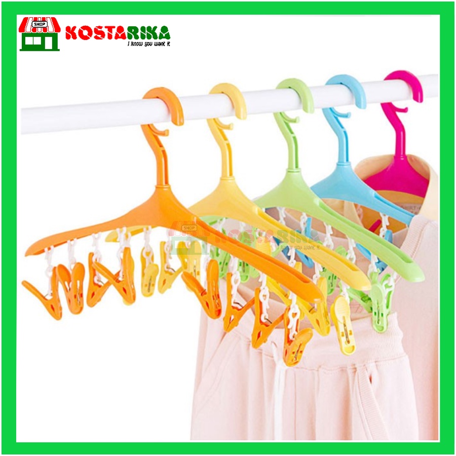 Gantungan Baju Jepit Jepitan 8 in 1 Hanger Jemuran Pakaian Kaos Kaki Dan Celana  Pakaian dalam