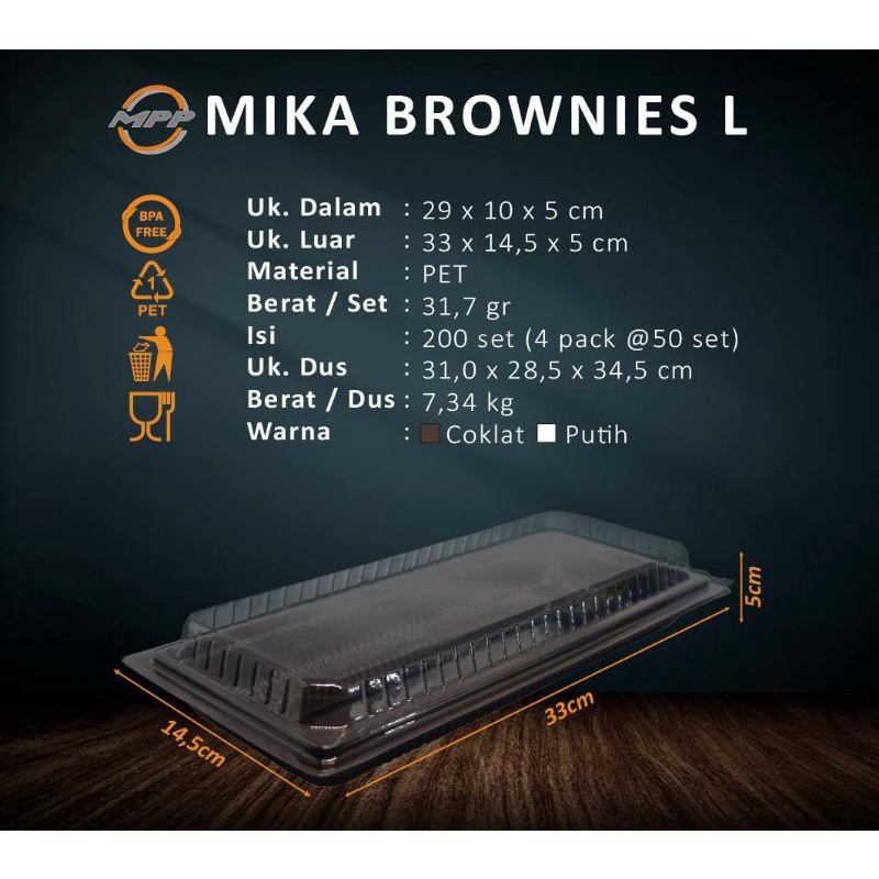 Mika Brownies Ukuran L Isi 25PCS Warna Coklat