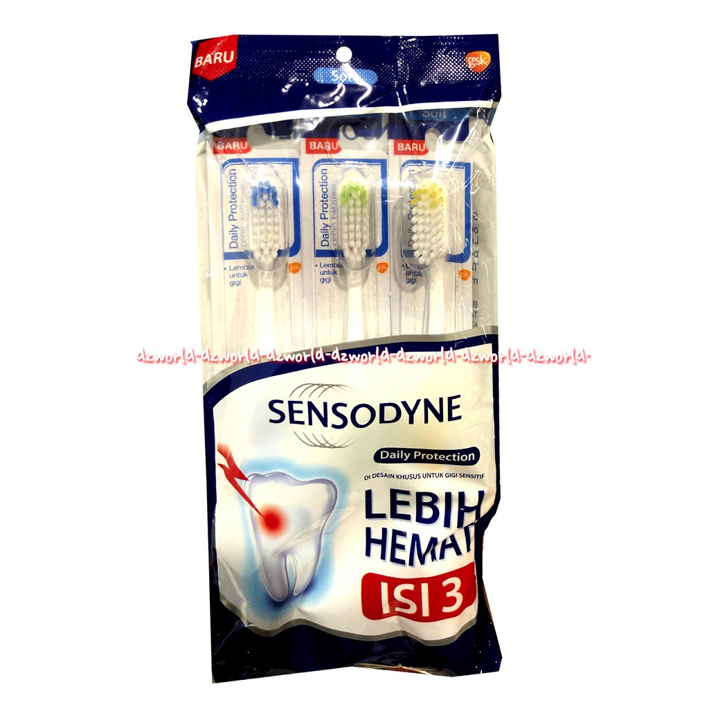 Sensodyne Daily Protection 3pcs Sikat Gigi Sensodaine Toothbrush Tooth Brush Senso dyne Daily Untuk Sehari hari