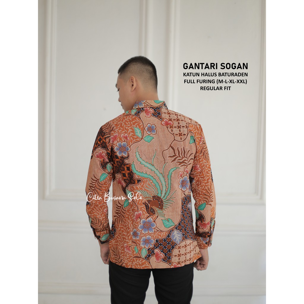 GANTARI SOGAN Batik Pria Full Furing Bahan Katun Halus Baturaden