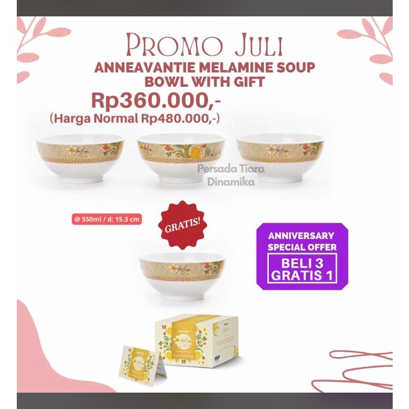 TUPPERWARE ANNE AVANTIE MELAMINE SOUP BOWL - PROMO BELI 3 GRATIS 1
