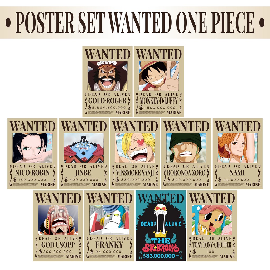 Poster One Piece Wanted Bounty Walldecor Aesthetic Harga Buronan Bajak