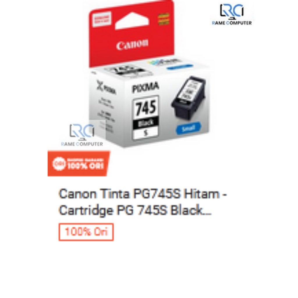 Canon Tinta PG745S Hitam - Cartridge PG 745 S Black Original  Printer IP2870 2870s 2872 MG2470 2570 2570s 2577s 2970 3070 3070s 3077 3075s MX497 TS207 307 3170 3170s 3177s