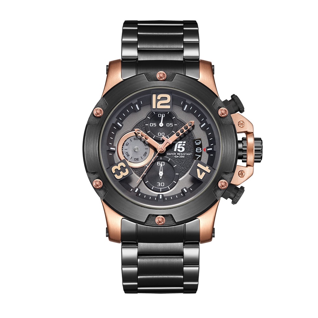 JAM TANGAN COWOK T5 H 3927G ORIGINAL/JAM TANGAN RANTAI STAINLESS STEEL T5 H 3927G/