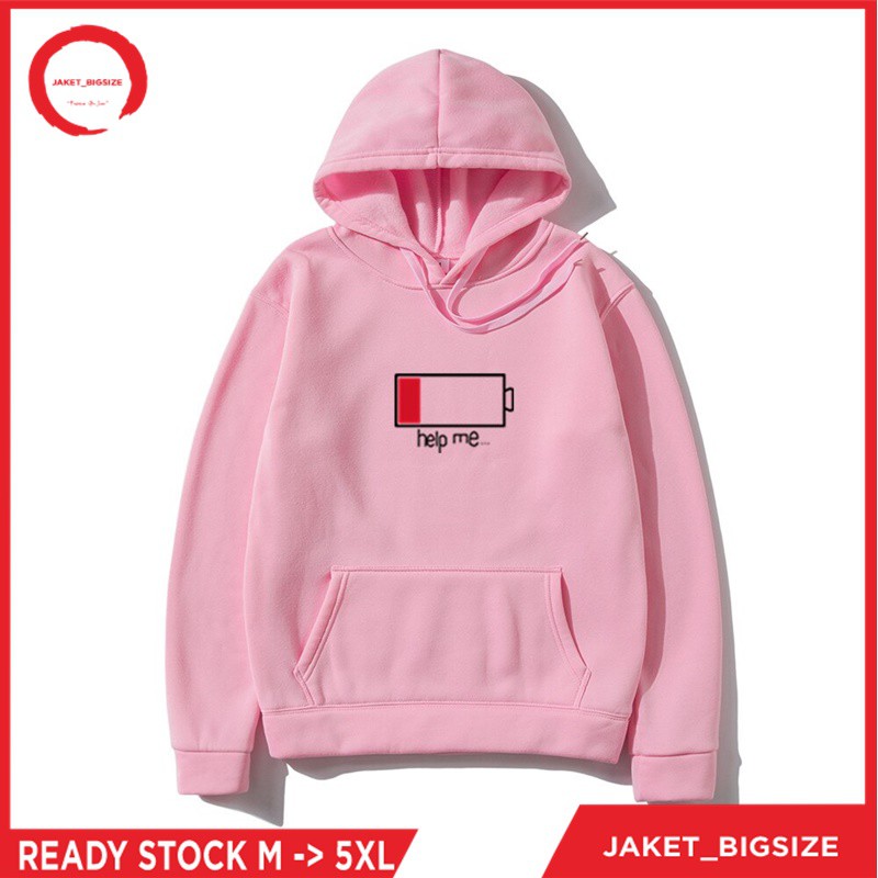 Jaket Hoodie Sweater Oversize HELP ME jumbo bigsize pria wanita ukuran m l xl xxl xxxl xxxxl xxxxxl