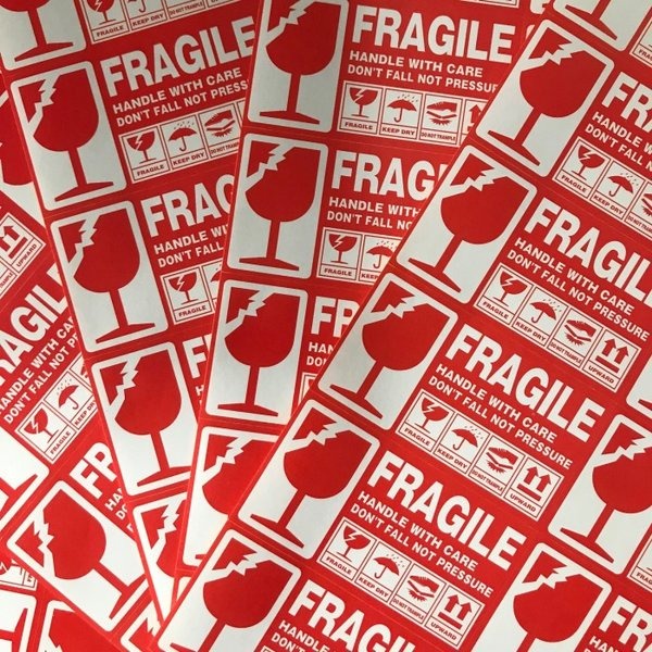 STICKER FRAGILE BAHAN CHROMO MENGKILAT STIKER PECAH BELAH