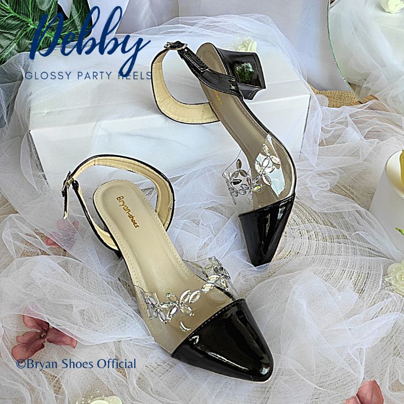 Bryan Debby Heels Glossy Pesta Wedding Mote Tears Drop Tahu 3cm 5cm Bigsize Jumbo 36-40 41 42 43