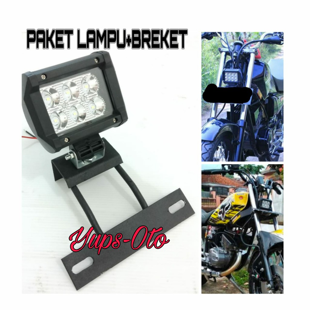 BREKET DUDUKAN PLAT RX KING+LAMPU TEMBAK CWL 6LED UKURAN BESAR WARNA PUTIH 18WATT