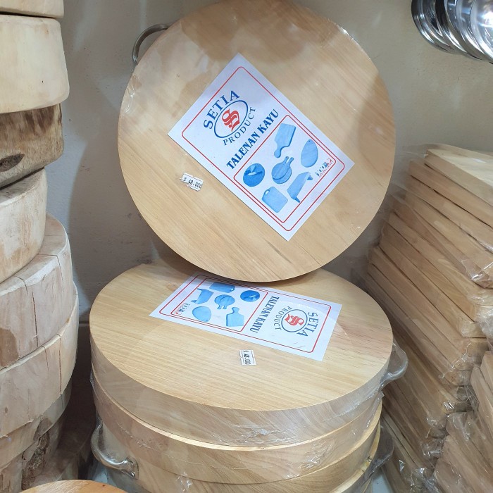 Talenan Kayu Tebal Bulat Diameter 30 cm Round Wood Cutting Board Murah