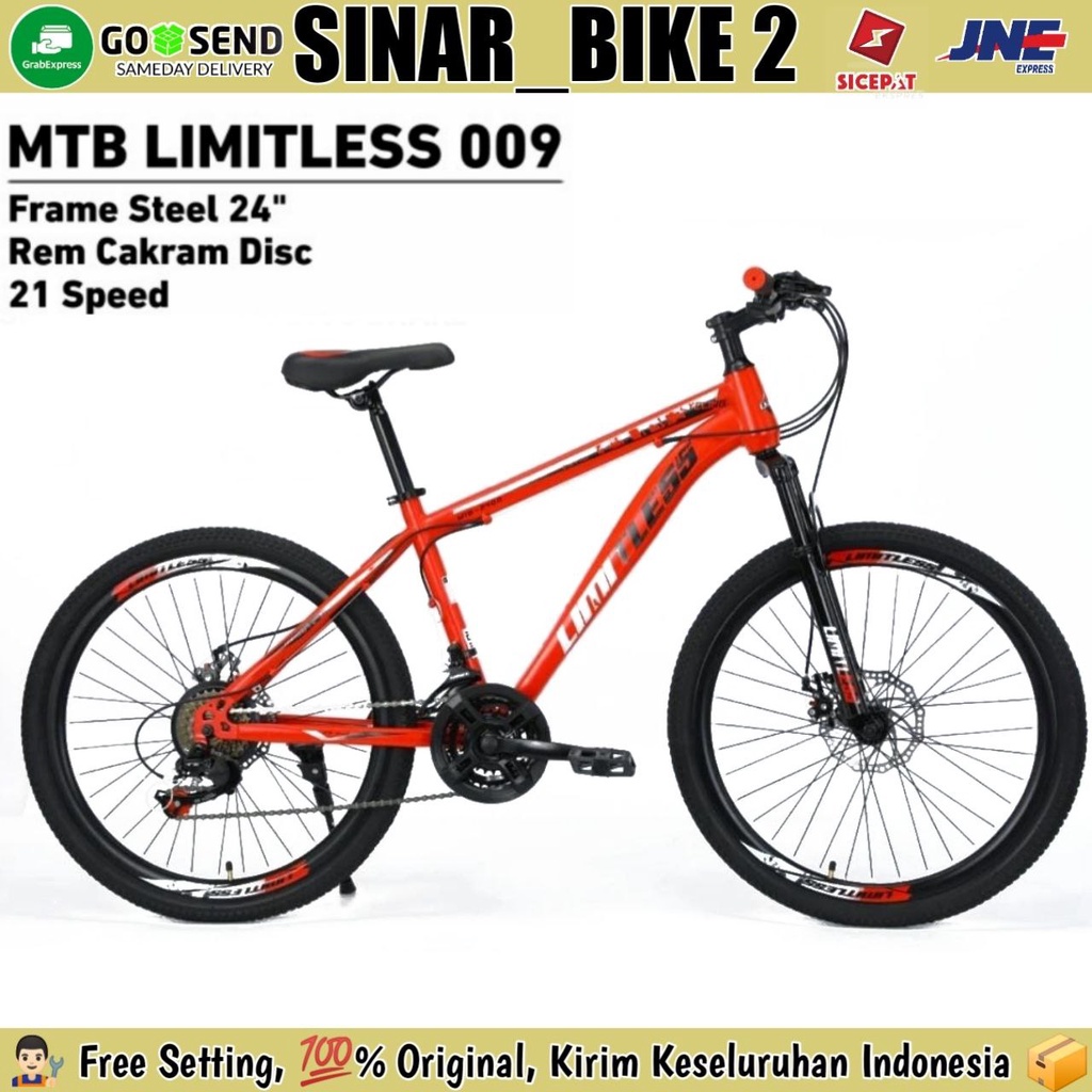 Sepeda Gunung MTB LIMITLESS 009 24 Inch 3x7 Speed Rem Cakram