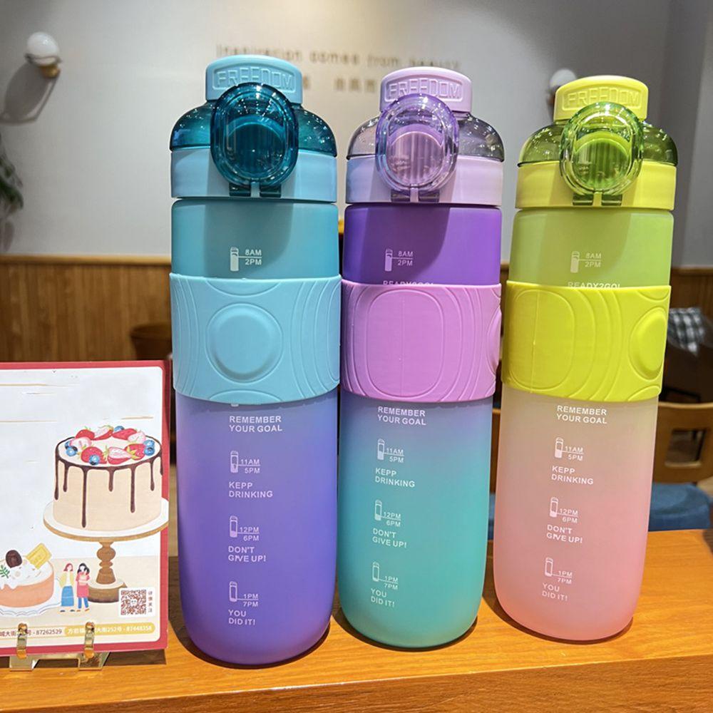 Solighter 1100ML Botol Air Olahraga Portable Travel Strap Water Cup Dengan Penanda Waktu