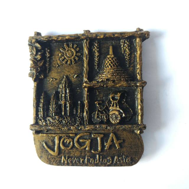 SOUVENIR MAGNET KULKAS JOGJA NEVER ENDING ASIA PERSEGI BAHAN FIBERGLASS - DEKORASI RUMAH