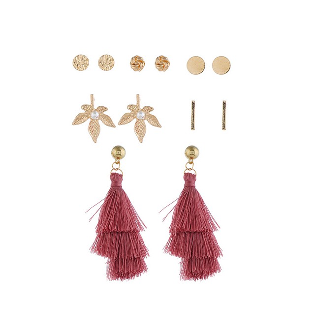 LRC Anting Set Fashion Gold Metal Multi-piece Earrings A57855