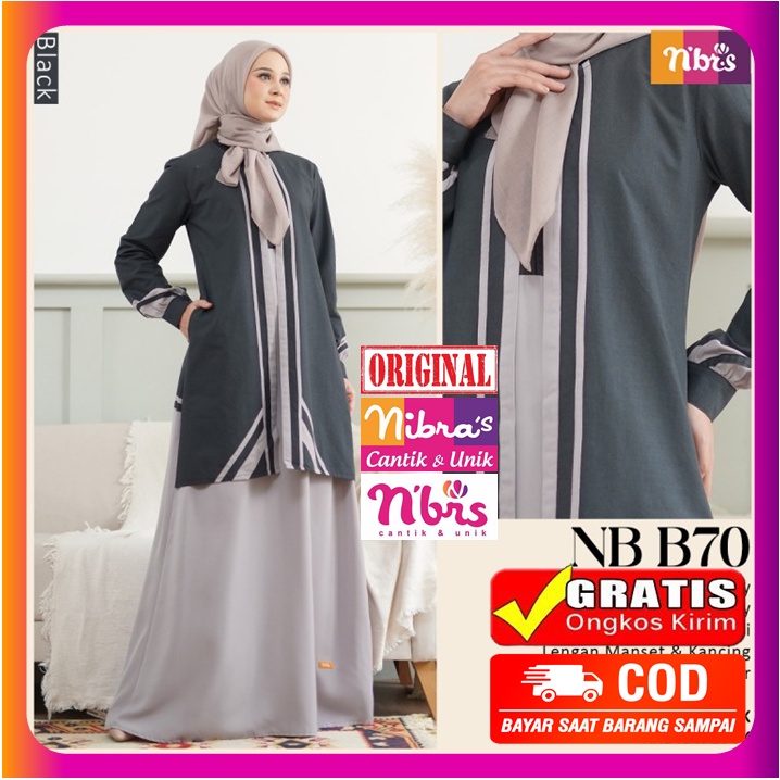 Gamis Nibras Promo Terbaru 2022 Dewasa Diskon NB B70 Navy Black Hitam Terracotta Baju Dres Dress Gam