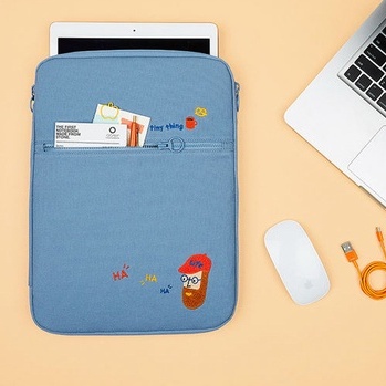 Sleeve Pouch Sarung Tas Bag Case Ipad Tab Tablet Macbook Air Pro Laptop Asus Acer Lenovo HP Huawei 11 12 13 14 15 inch Motif Gambar Karakter Anjing Polos Warna Hitam Biru Lucu Cute Murah Korean Model Banyak Slot Ruang Stationary