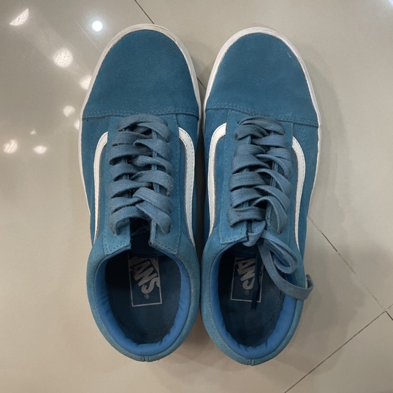 preloved original sepatu sneakers vans ua old skool blue / green biru hijau