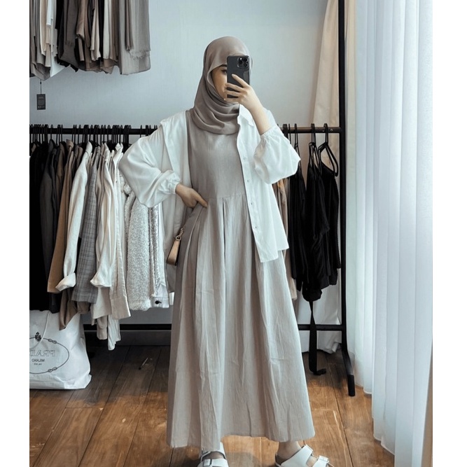 Hosofshopaholic - MAHENA DRESS - Pakaian Wanita - Dress - Casual Dress - Sleeveless Dress - Maxi Dress - Dress Linen - Lentera Collection - Allsize-1