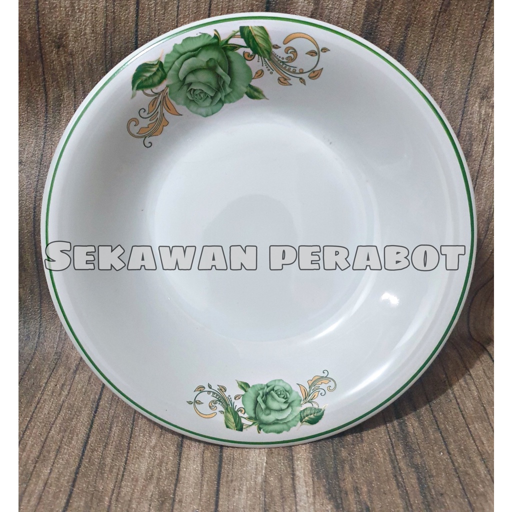 PESMONI 9 INCH PIRING MAKAN MAWAR HIJAU PIRING KERAMIK PIRING BESAR