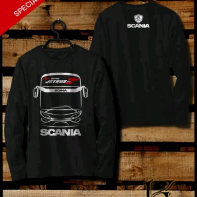 KAOS JETBUS SHD2 SCANIA WARNA HITAM LENGAN PANJANG NEW