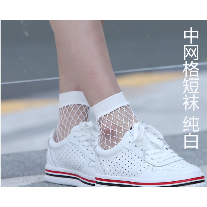 KK-24 ANKLE NET kaos kaki jaring fishnet pendek hitam putih net socks