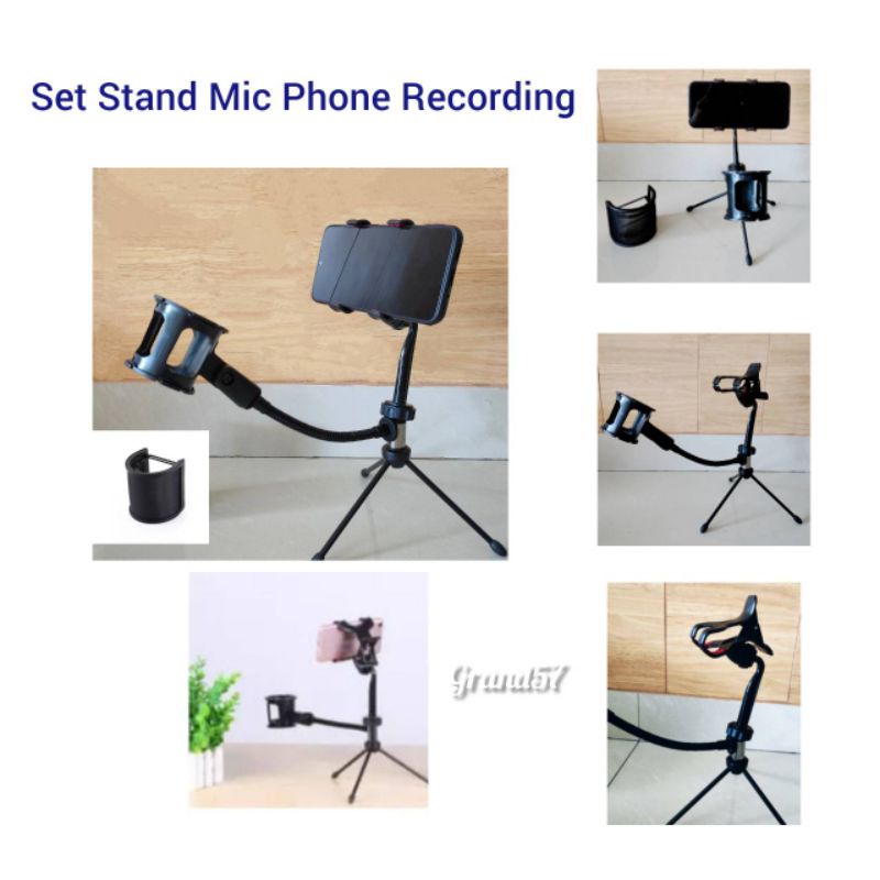 Stand mic tripod recording podcast stand mic phone holder shock mount