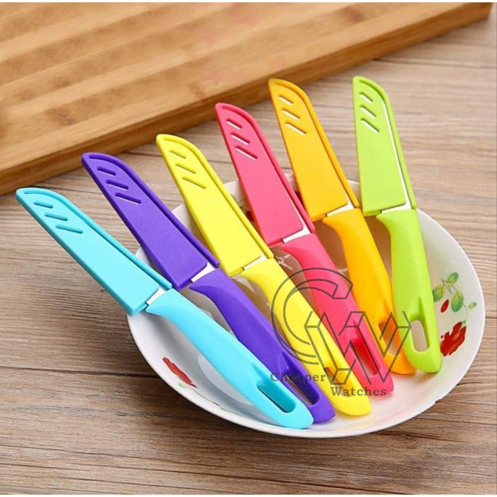 Cheaper-Pisau Dapur Stainless Steel Knife Buah Sayur Kupas Potong Serbaguna Warna Warni