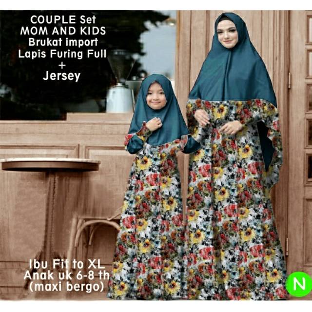 couple set ibu dan anak,couple mom n kids,baju syari ibu dan anak,gamis couple ibu dan anak