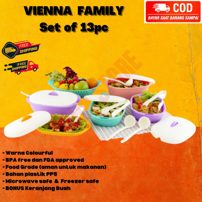 Makan-Peralatan-Paket- Set Alat Makan - Tempat Makan - Vienna Slovenia 13 In 1 - Tupperware -Paket-