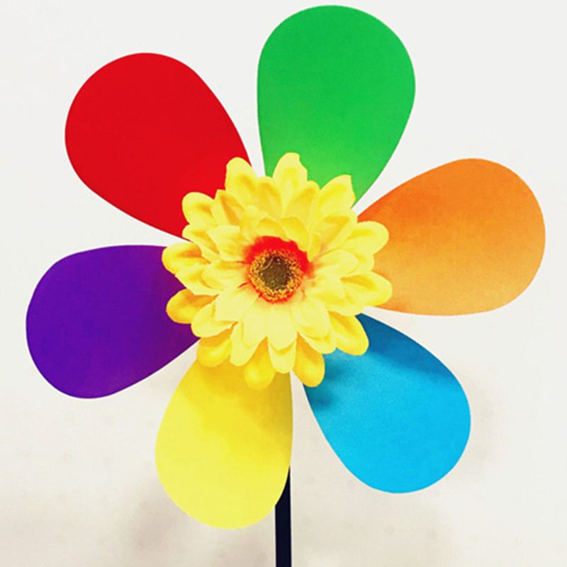 Mary Colorful Sunflower Windmill Wind Spinner Kincir Kincir Taman Dekorasi Halaman Mainan Anak DIY