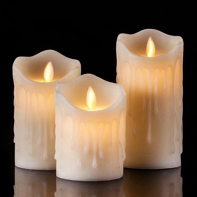 ((((()paling dicari] NEW Lilin Elektrik Remote Jumbo RGB isi 3pcs LED Big Candle Remote