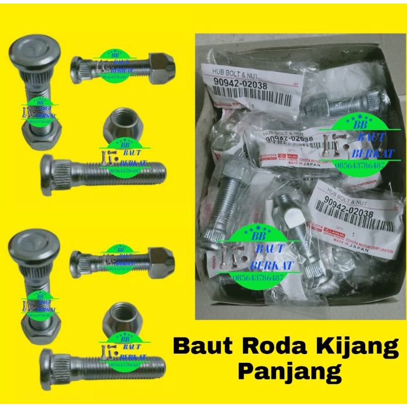 ECER baut roda kijang panjang innova avanza hilux pajero baut roda toyota panjang 6 cm