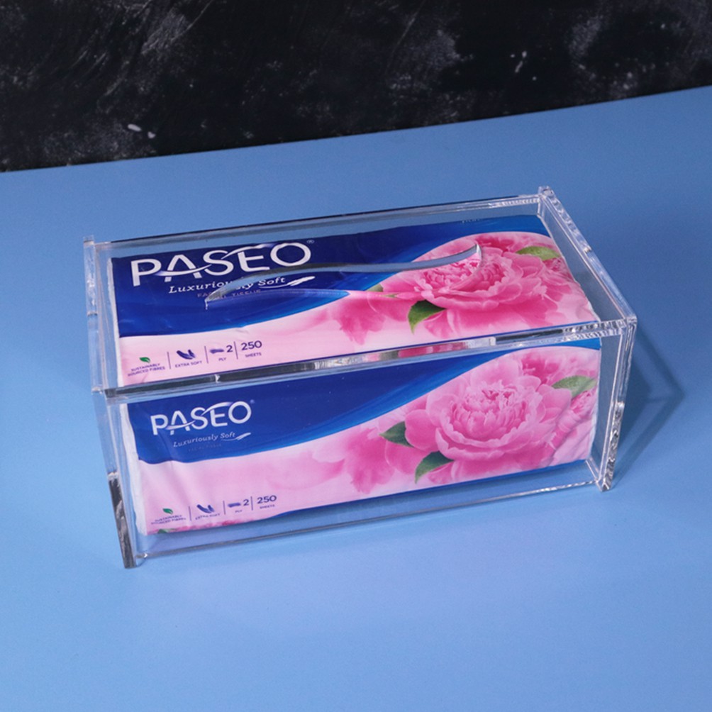 Kotak Tissue Akrilik | Wavy Rectangle | Clear Acrylic Tissue Box