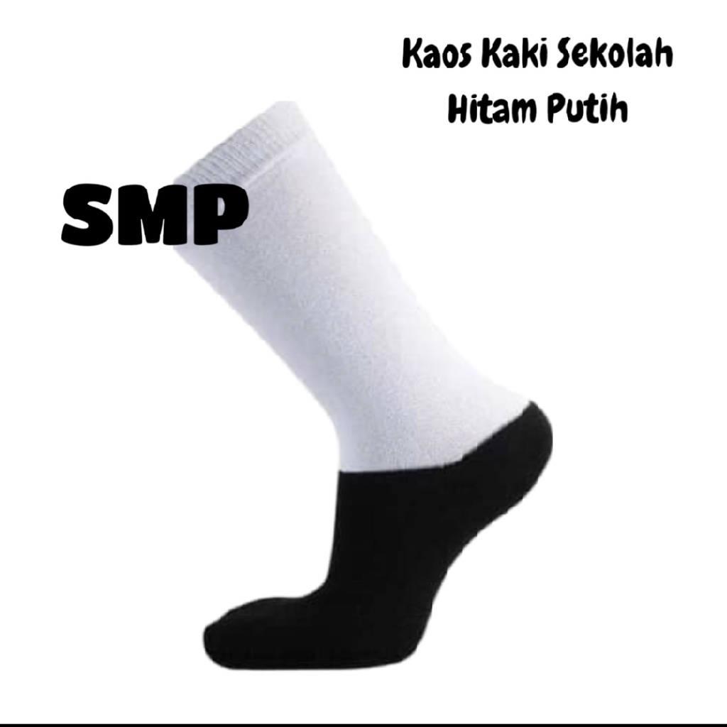 Kaos Kaki Sekolah/Kaos Kaki Hitam Putih/Kaos Kaki SD SMP SMA Bahan Spandek Jual Lusinan