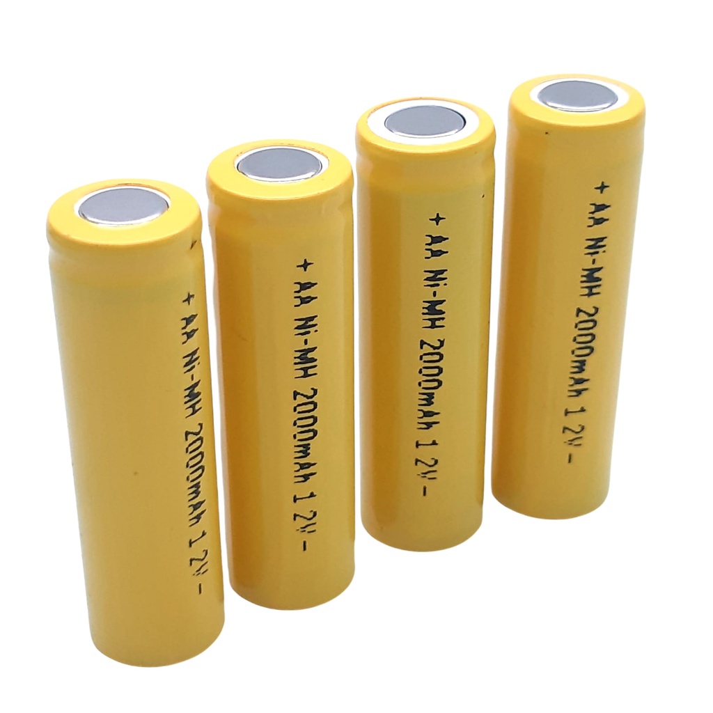 Baterai Cas A2 Multifungsi 1.2Volt-2000 mAh Isi 4 Buah Flat top