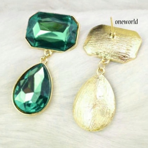 OW@ Luxury Women's Teardrop Acrylic Gemstone Ear Stud Statement Earring Jewelry