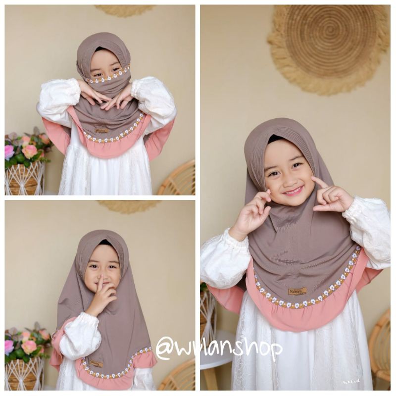 hijab anak 2 warna free masker