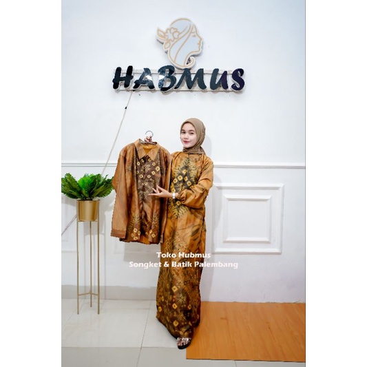 couple gamis jumputan palembang asli sutra silk